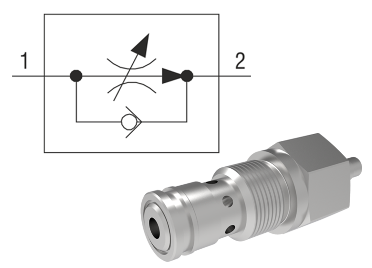 2 Way Flow Regulators with Reverse Flow Check, Cartridge